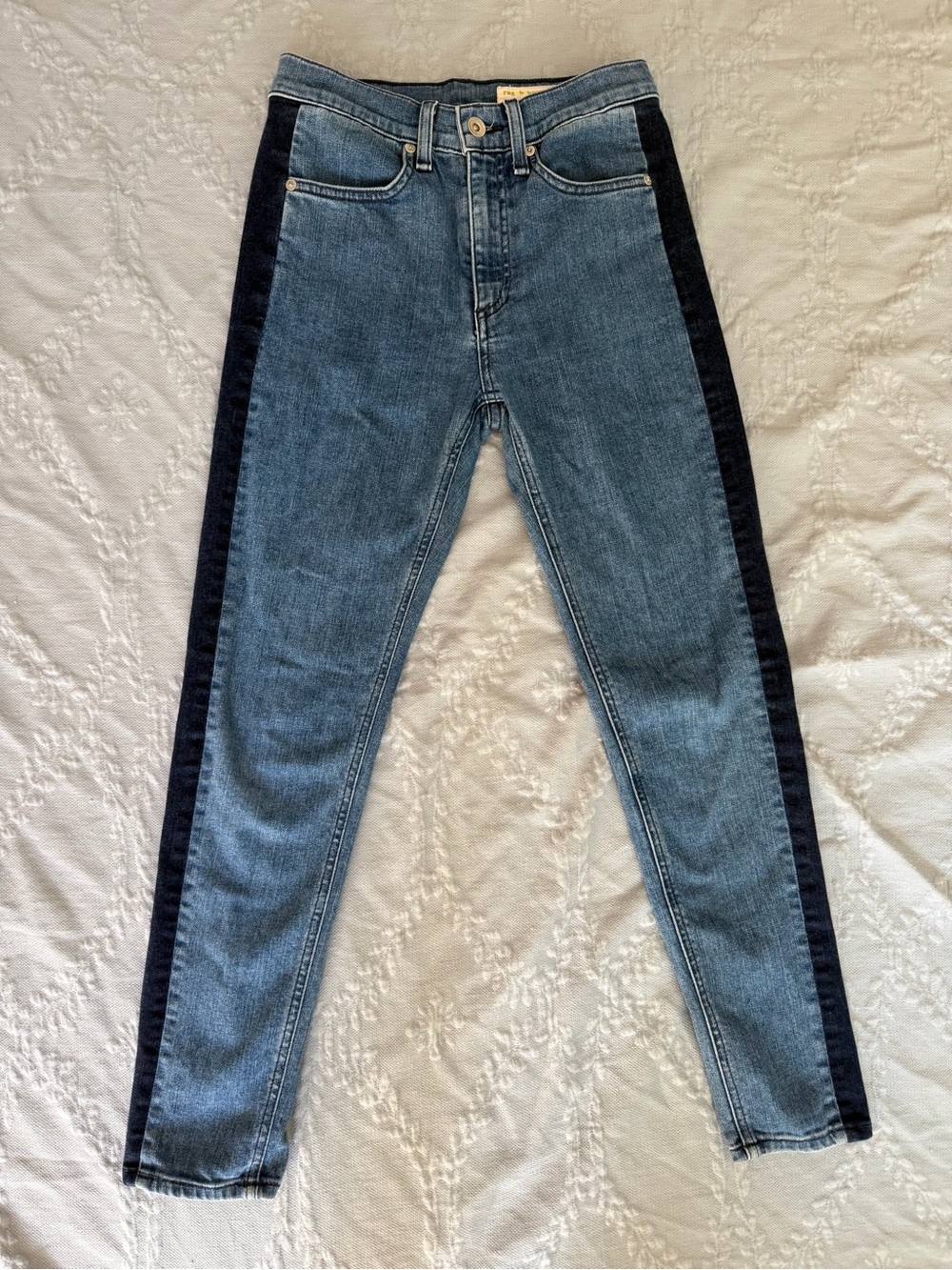 rag & bone Mazie High Rise Skinny Jeans Contrast Side Stripe Women's Size 25